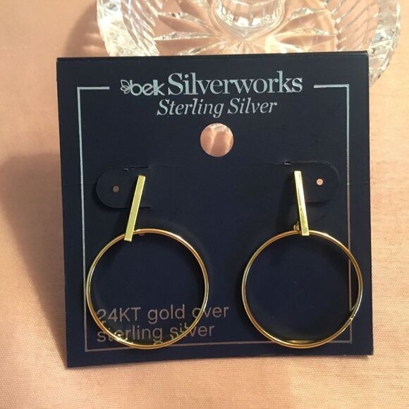 belk Jewelry - NWT Sterling Silver Gold Plated Hoop Earrings
